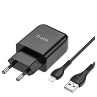 Hoco N2 Vigour Compacte USB Oplader + USB - Lightning oplader - Zwart